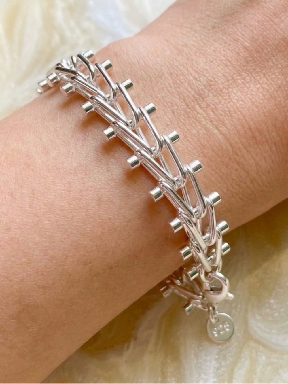 Silver Spike Link Bracelet - Silver
